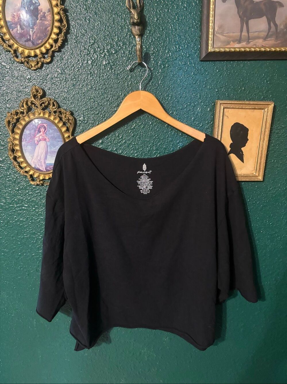 Free People Movement Black Off The Shoulder Baggy Top Sz Large